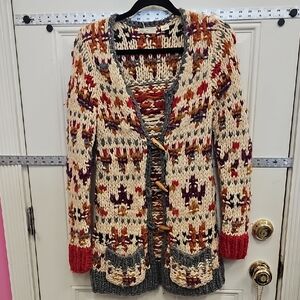 Cozy, Multicolor, Knit, Cardigan, Soft, Winter, Casual, Midi, Warm, Antropology